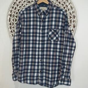 Weatherproof Vintage blue and white flannel button down size large